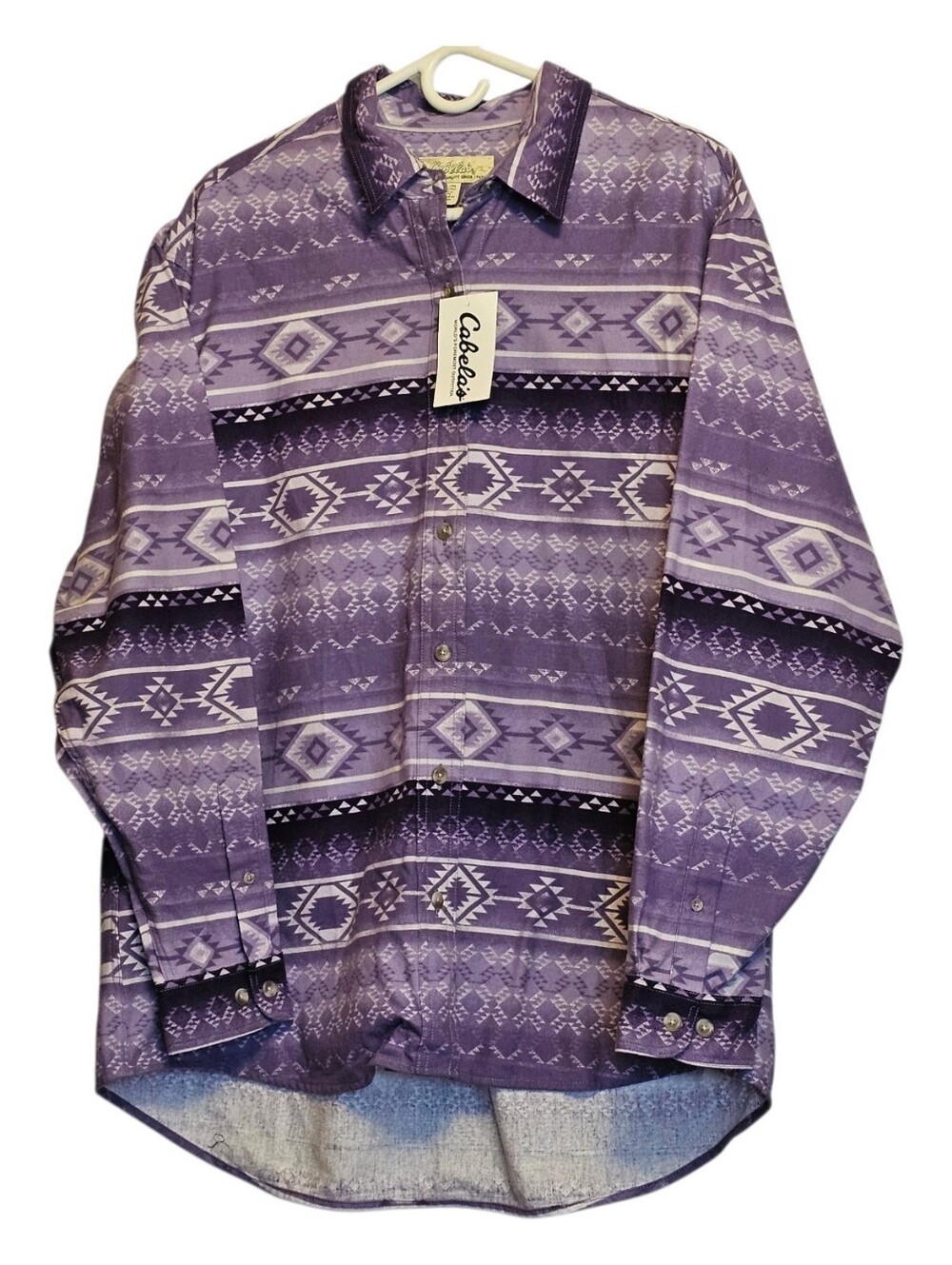 Cabela's Women's Southwestern Aztec Print Chamois Shirt Purple Saddle Blanket XL